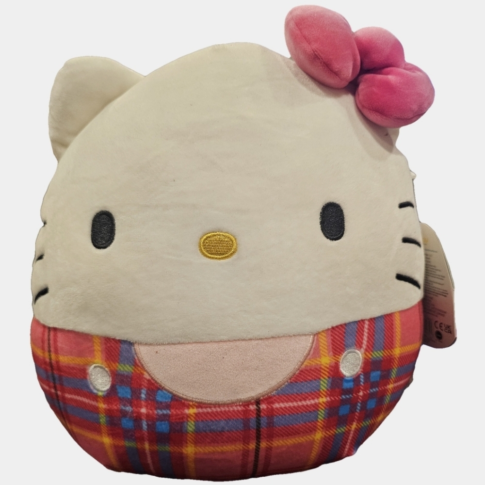 Squishmallows Kellytoy Hello Kitty Pink Plaid 12inch NWT